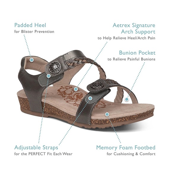Aetrex dark grey Leather Sandals - Picture 2 of 7